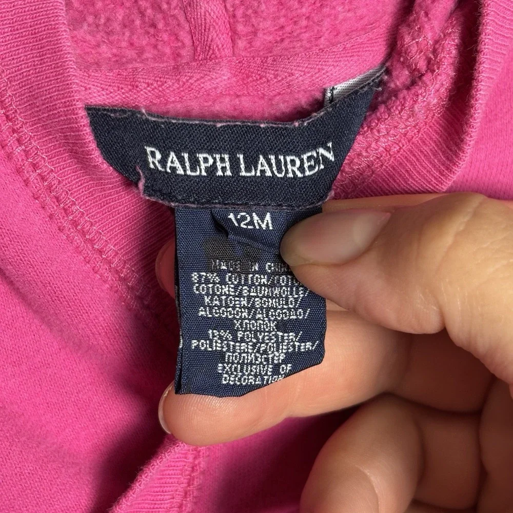 Vintage Ralph‎ Lauren Girls Size 12 Months Pink Hooded Dress